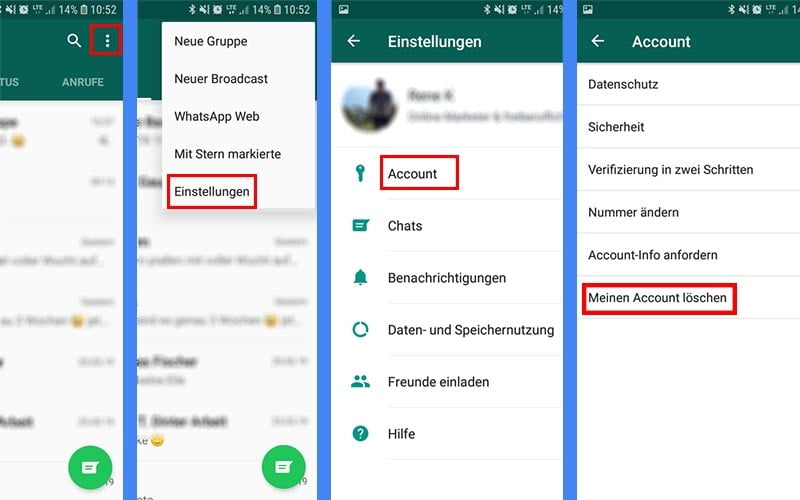 WhatsApp Account löschen